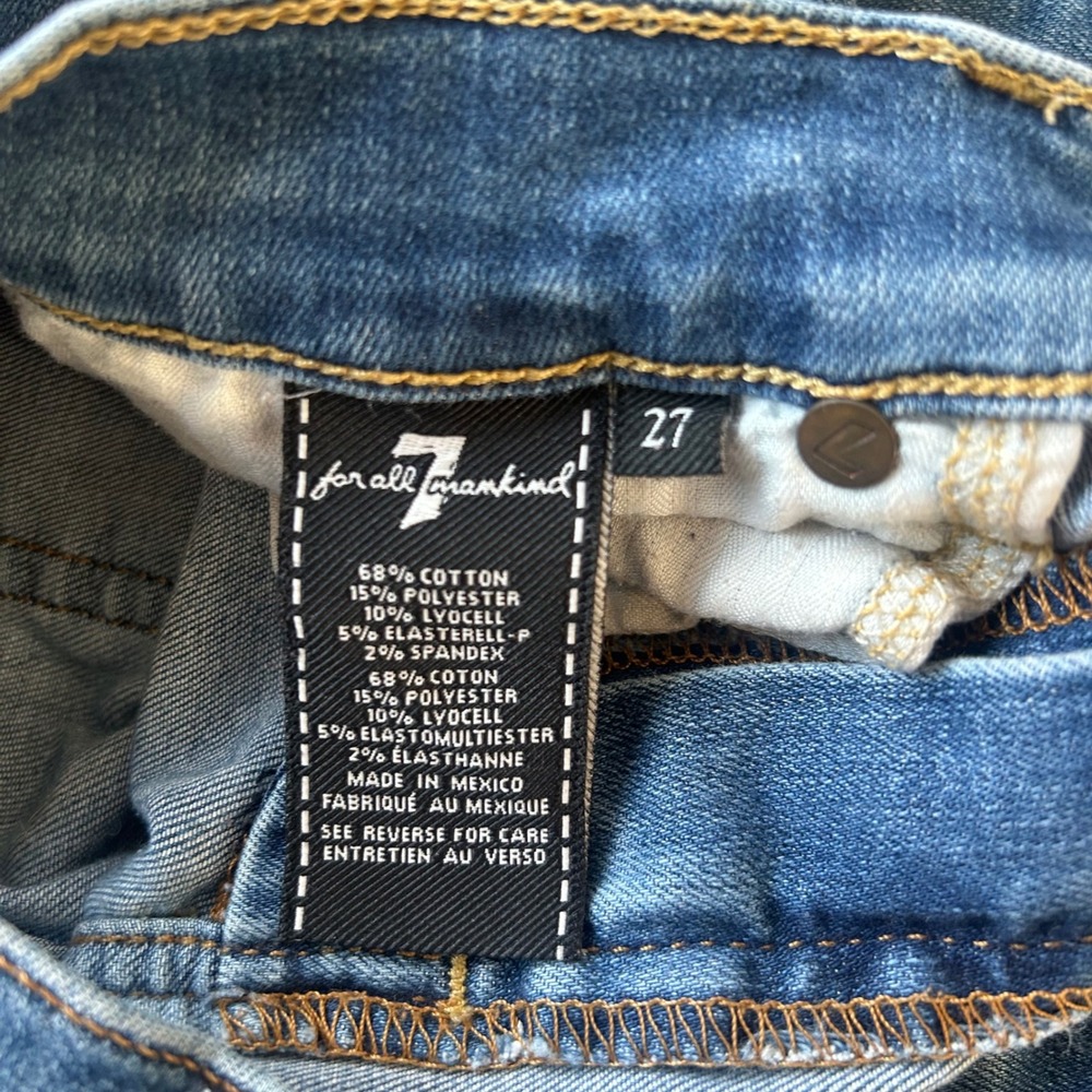 7 For All Mankind Ankle Gwenevere Jeans Womens 27 Blue Skinny Med Wash Stretch - Picture 4 of 10